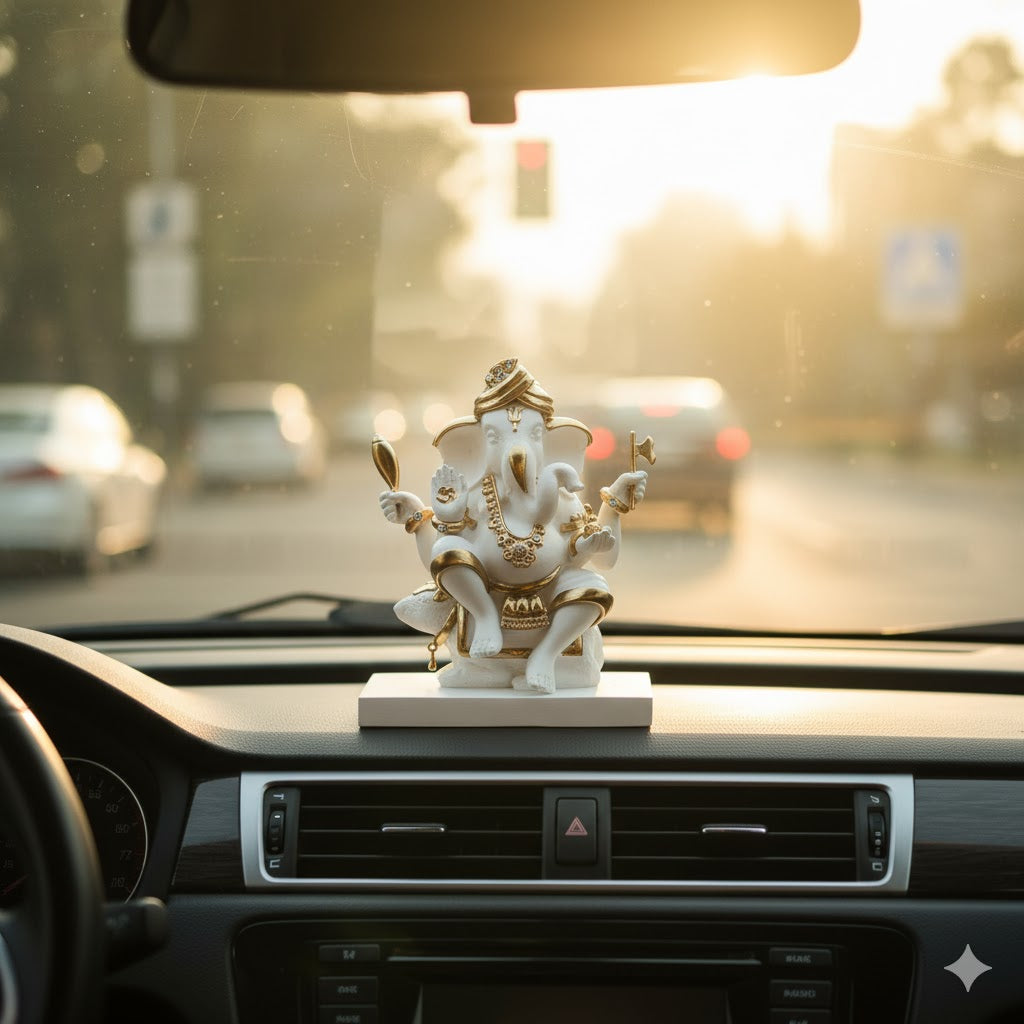 Premium White & Gold Lord Ganesh