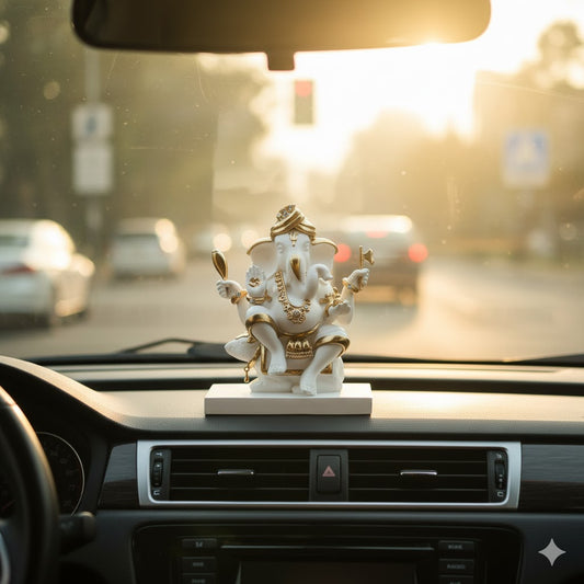 Premium White & Gold Lord Ganesh