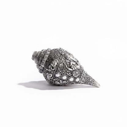 Ganesh Shankh (Conch) - Silver Plated (5 Inch)