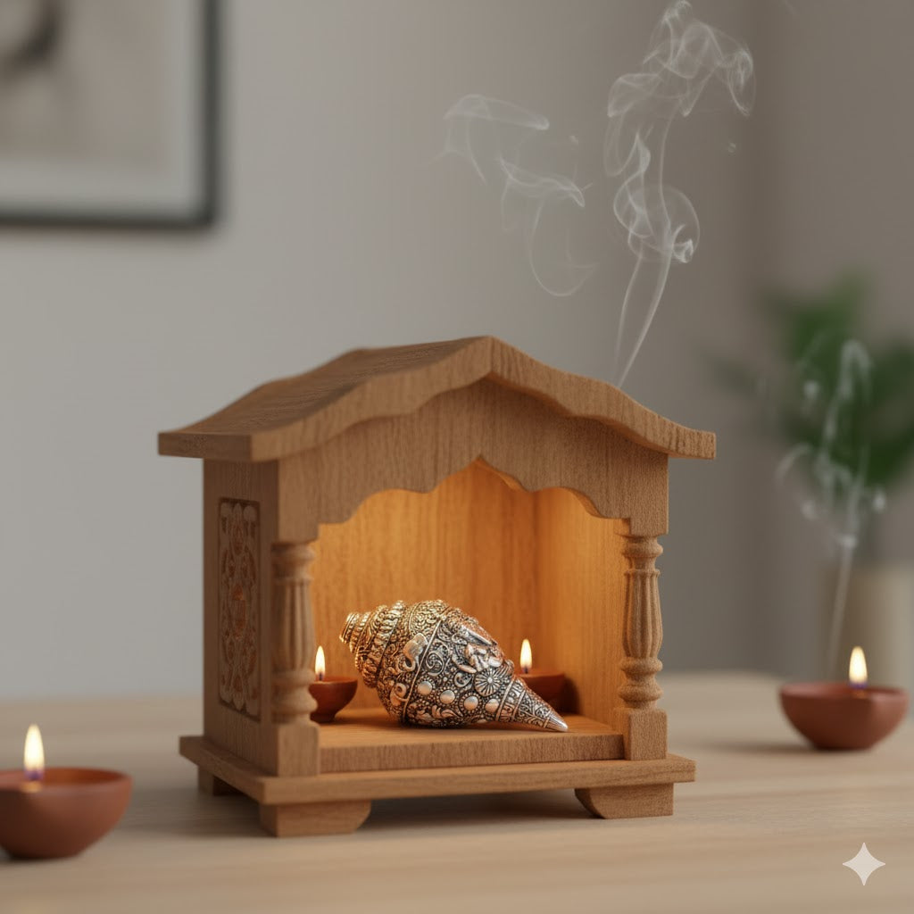 Ganesh Shankh (Conch) - Silver Plated (5 Inch)