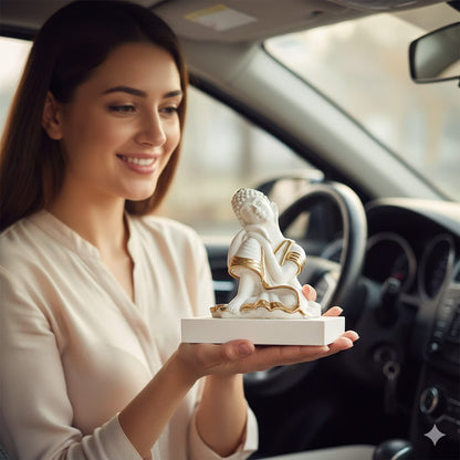 Exquisite White & Gold Lord Buddha Statue 4 Inch