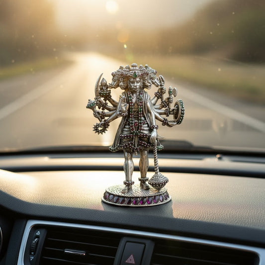 Regal panchamukhi Lord Hanuman idol studded with rubies