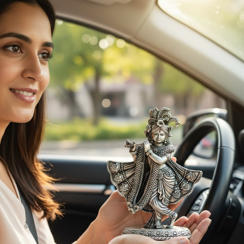 Silver Plated Lord Krishna Idol