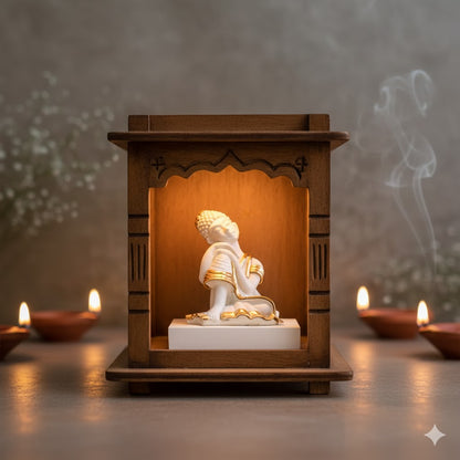 Exquisite White & Gold Lord Buddha Statue 4 Inch