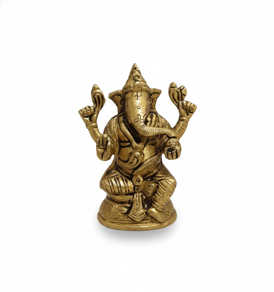 Buy Brass Ganesh idol Online – 440g, 3.6″ Handcrafted Ganesha Idol for Home Pooja & Décor