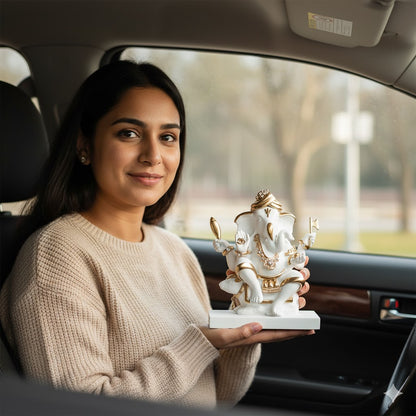 Premium White & Gold Lord Ganesh