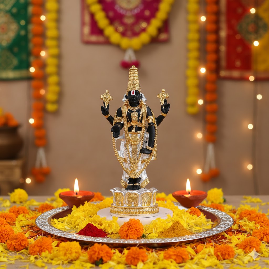 Tirupati Balaji (Venkateswara) Idol - Gold & Silver Plated