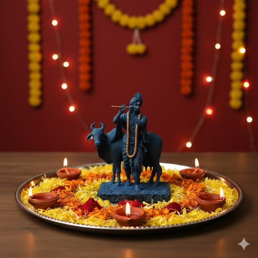 Krishna With Cow Idol