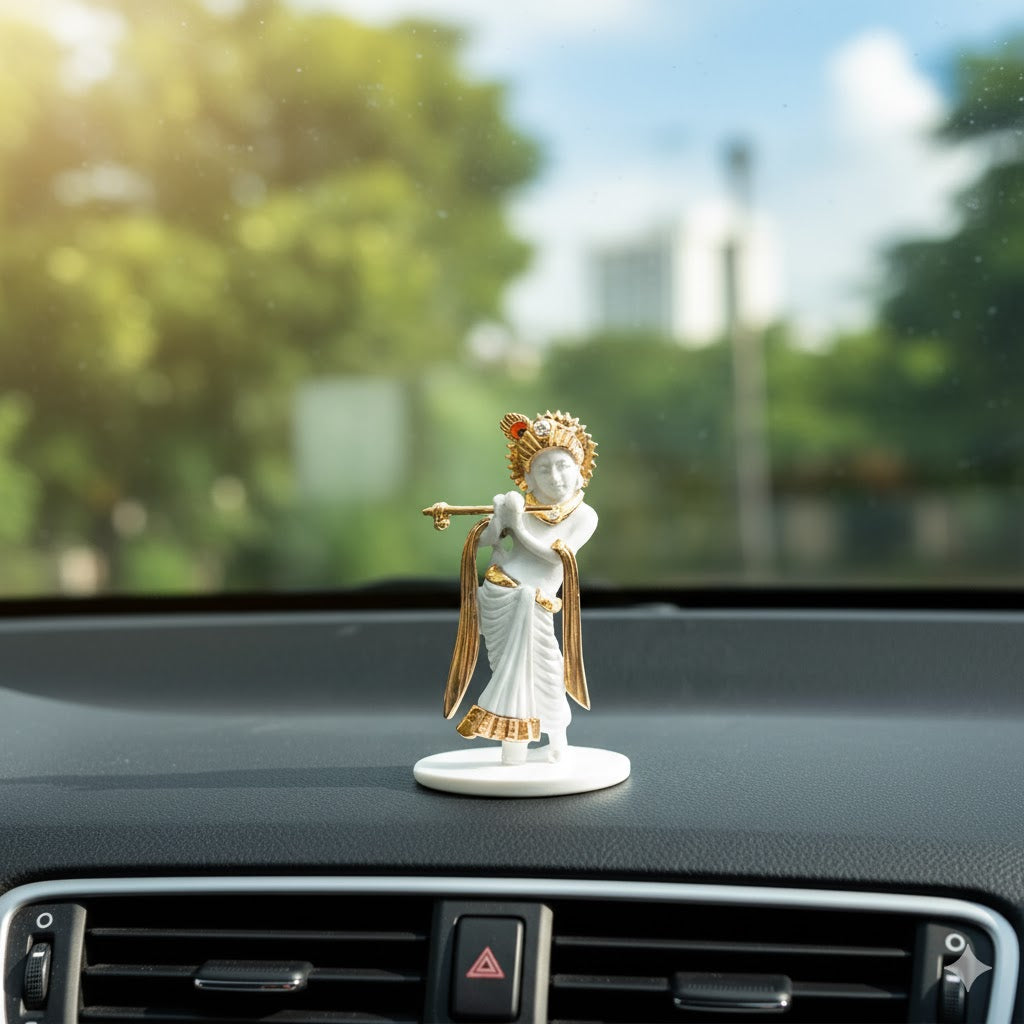 Krishna Idol for Car Dashboard - Gold Plated