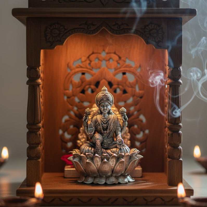 Silver Plated Lakshmi Idol