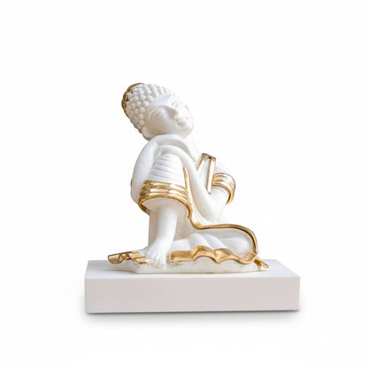 Exquisite White & Gold Lord Buddha Statue 4 Inch