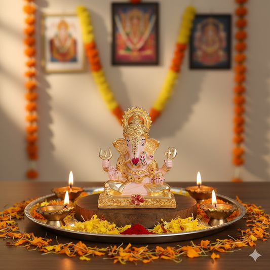 Dagdusheth Halwai Ganpati Murti - Gold Plated