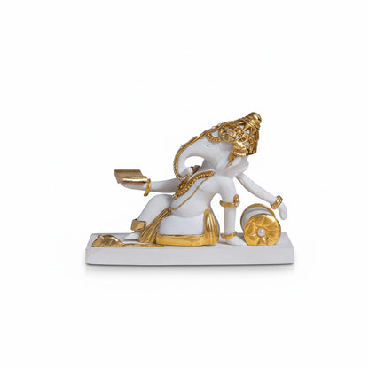 Premium White & Gold Ganesha Reading Idol