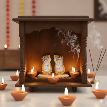 Maa Lakshmi's Charan Paduka - Gold & Silver Plated 5 Inch