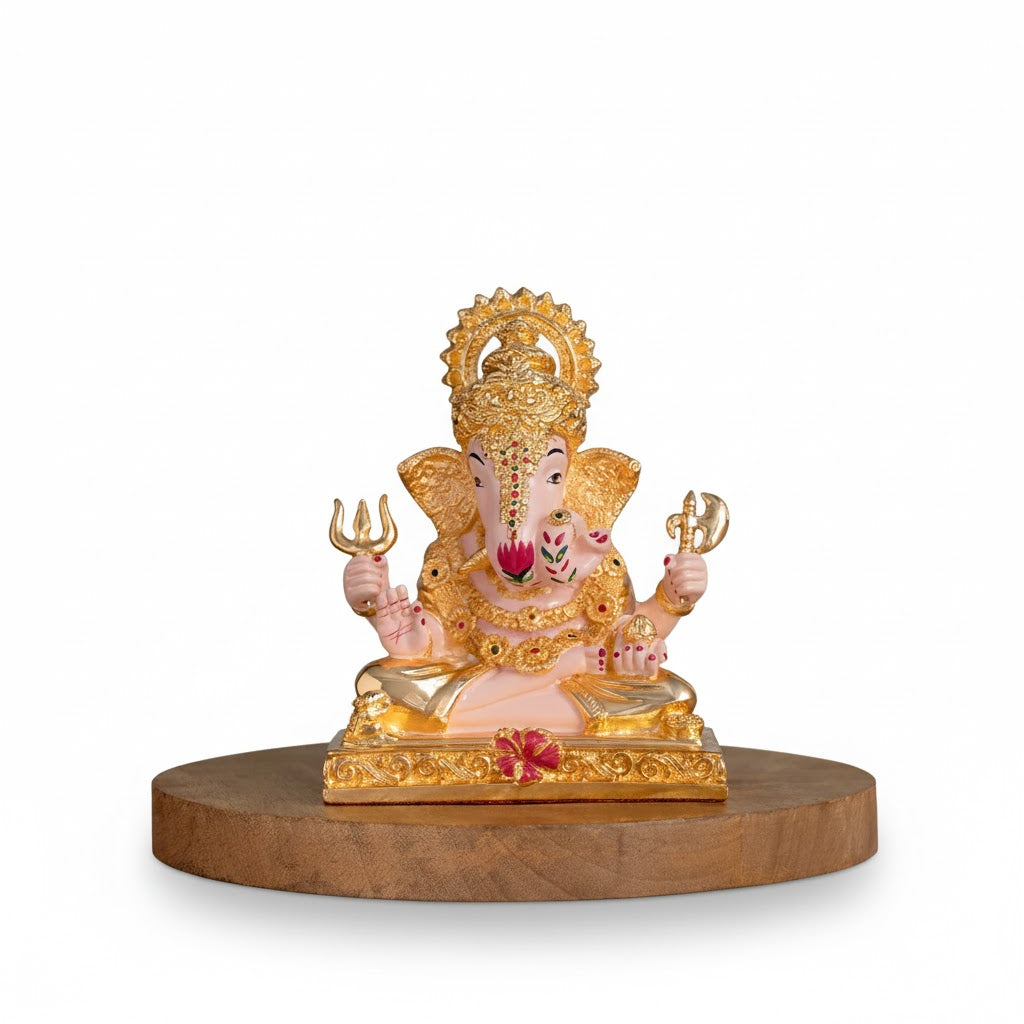 Dagdusheth Halwai Ganpati Murti - Gold Plated