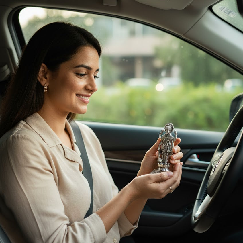 Silver Plated Lord Vishnu Idol with Antique Finish