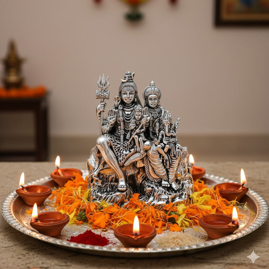 Silver Plated Lord Shiv Parivar Idol
