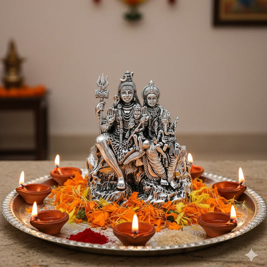 Silver Plated Lord Shiv Parivar Idol