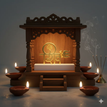 Lord Shiva Trishul & Damroo for Car Dashboard - Gold Plated 4 Inch