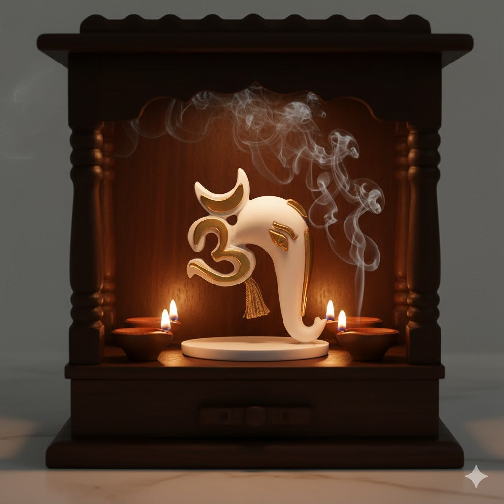 Elegant Om Ganesh Idol For Car Dashboard (4 Inch)