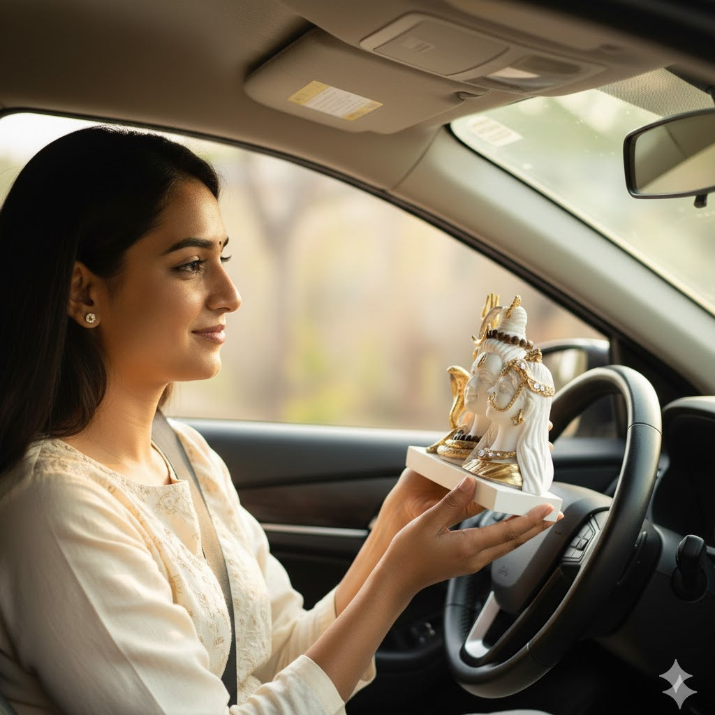 Exquisite White & Gold Shiv Parvati Idol