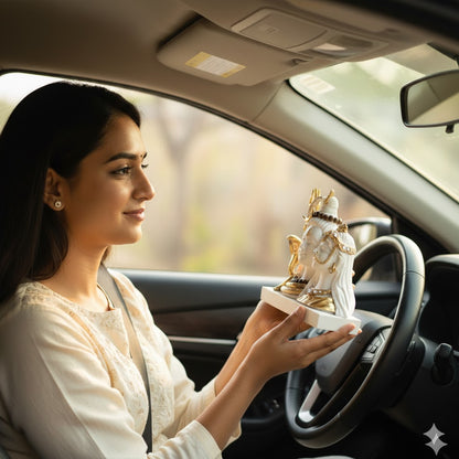 Exquisite White & Gold Shiv Parvati Idol