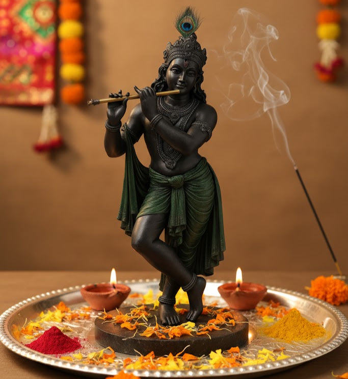 Lord Krishna Statue (Black Color)