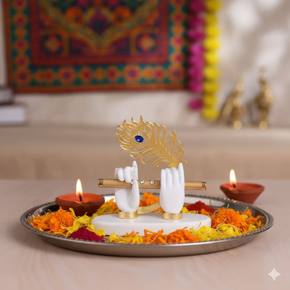 Lord Krishna's Divine Hands - Gold Plated 5 Inch