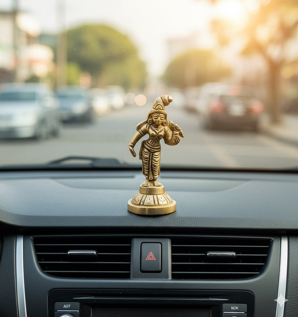 Buy Brass Andal Idol Online – Handcrafted 3 inch, 120g Thiruppavai Goddess Statue for Pooja, Home Temple & Divine Grace