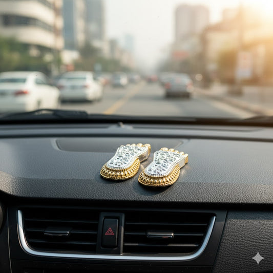 Maa Lakshmi's Charan Paduka - Gold & Silver Plated 5 Inch