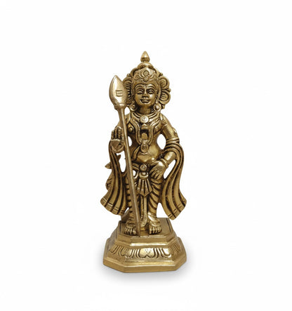 Brass Murugan Silai for Puja Room, Handcrafted Karthikeya Idol for Home Temple & Pooja Decor