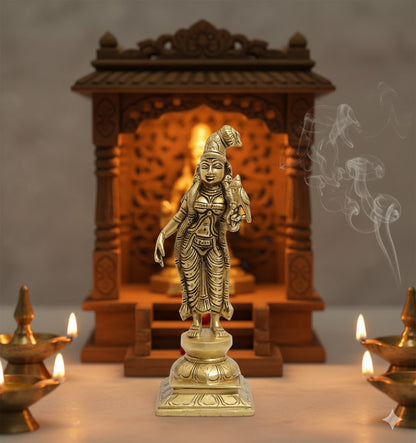Brass Andal Statue Online – Handcrafted Godha Devi Idol for Divine Décor