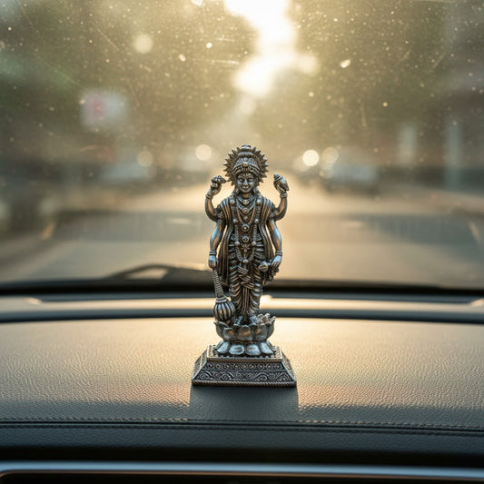 Silver Plated Lord Vishnu Idol with Antique Finish