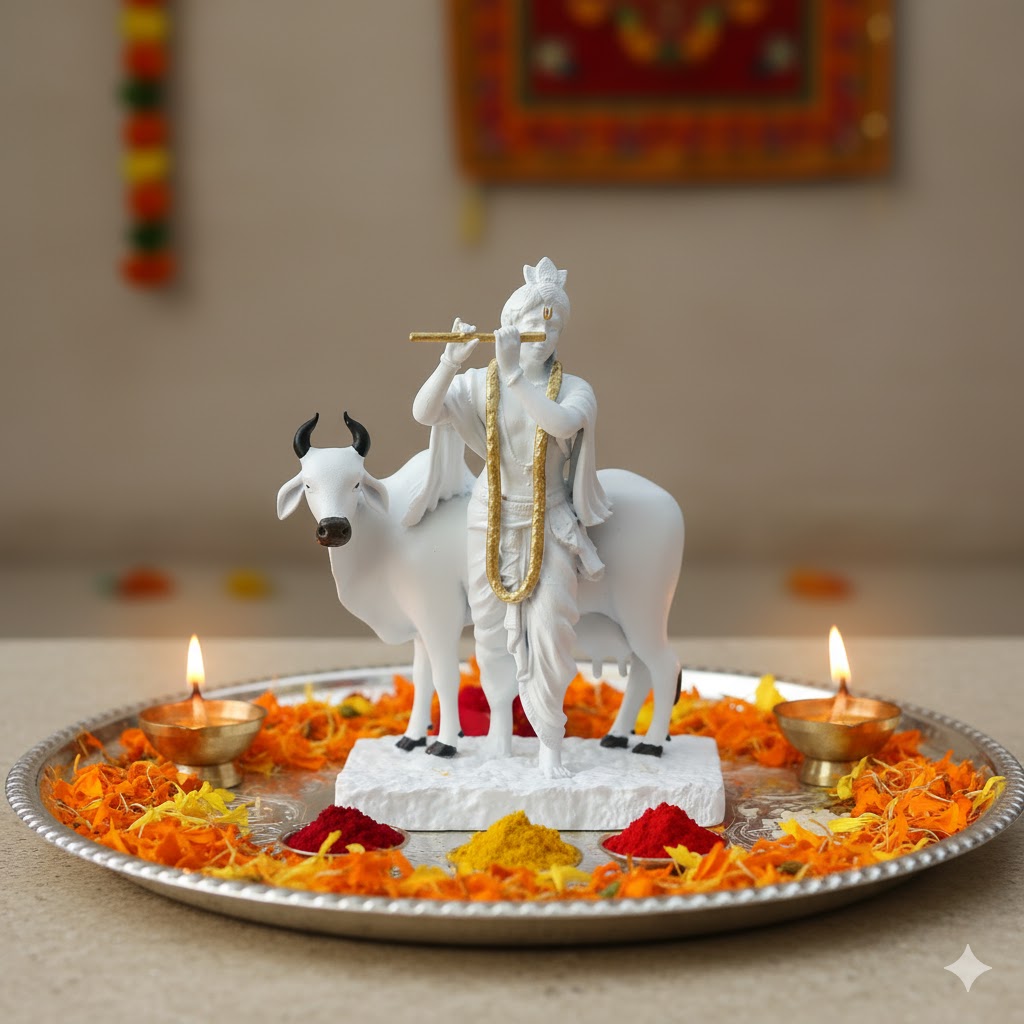 Krishna With Cow Idol