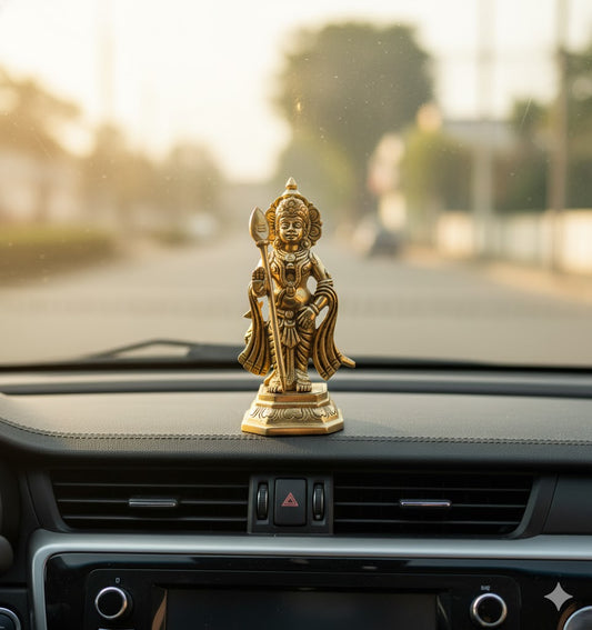 Brass Murugan Silai for Puja Room, Handcrafted Karthikeya Idol for Home Temple & Pooja Decor
