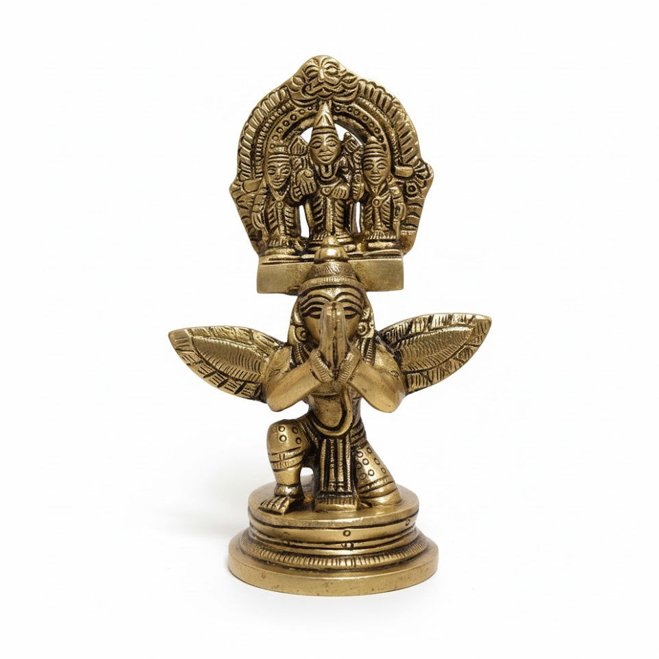 Brass Balaji on garuda statue, Handcrafted Tirupati Venkateshwara Idol