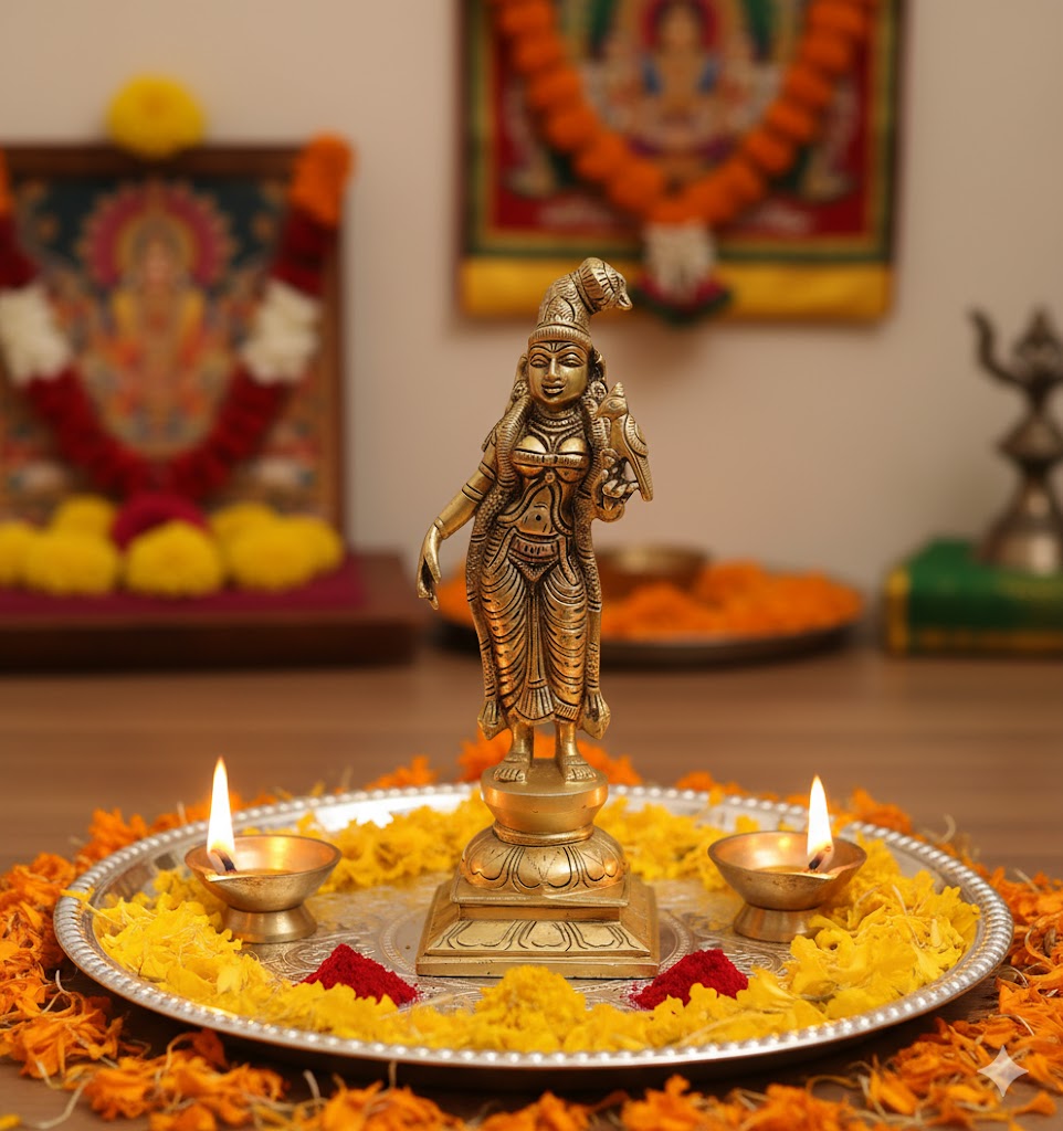 Brass Andal Statue Online – Handcrafted Godha Devi Idol for Divine Décor