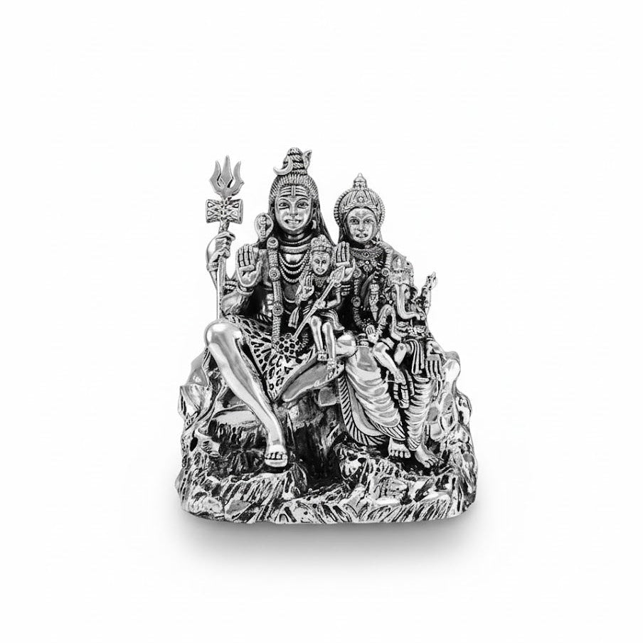 Silver Plated Lord Shiv Parivar Idol