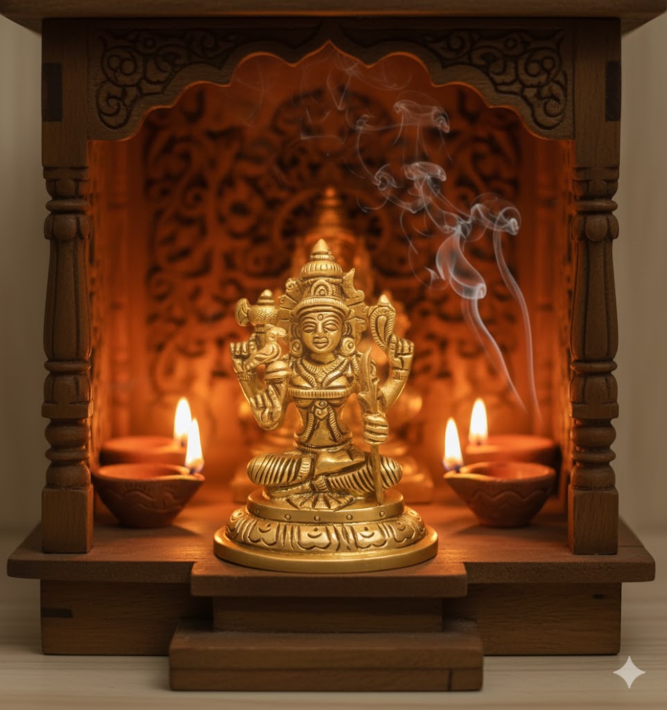 Buy Brass Kamakshi Amman Statue – 450g, 4″ Handcrafted Goddess Idol For Pooja & Home Use