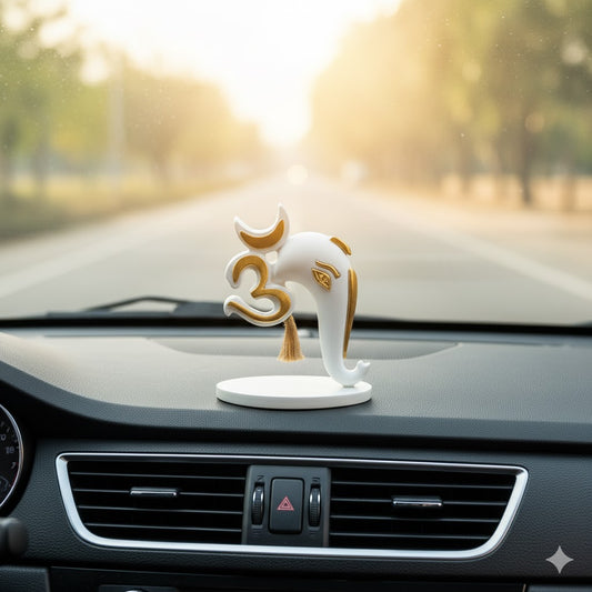 Elegant Om Ganesh Idol For Car Dashboard (4 Inch)