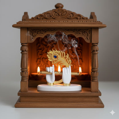 Lord Krishna's Divine Hands - Gold Plated 5 Inch