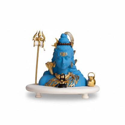 Luxurious Blue Neelkanth Shiva Idol - Gold Plated (6.25 Inch)
